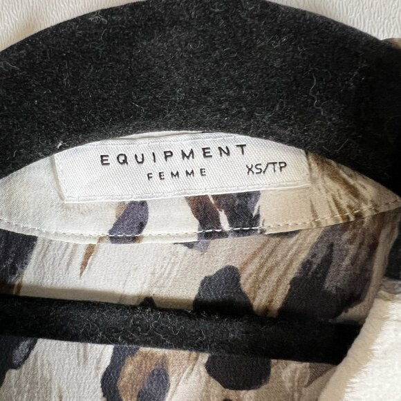 Equipment Femme Women's Silk Crepe Leopard Collared Shirt Sz XS Animal Print - Picture 5 of 9